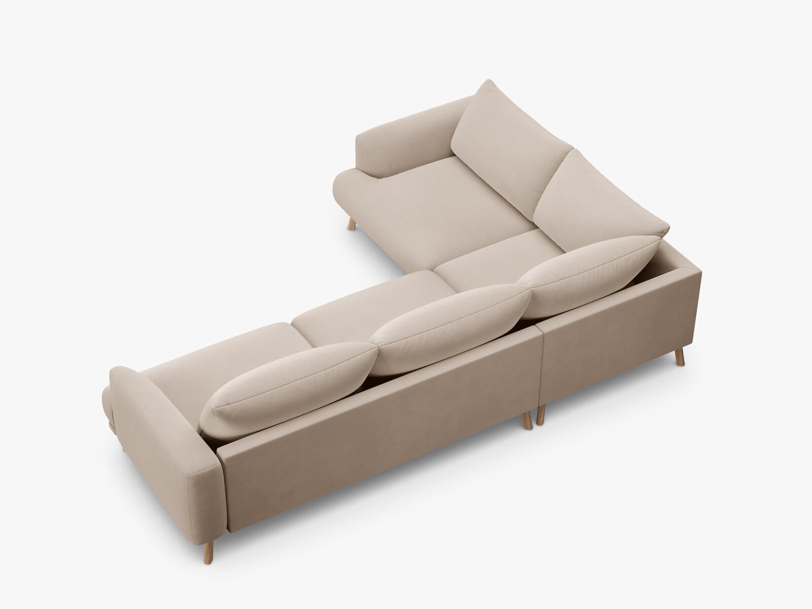 Micadoni Ecksofa Naomi 4-Sitzer große Version Links Samt Salvador Beige