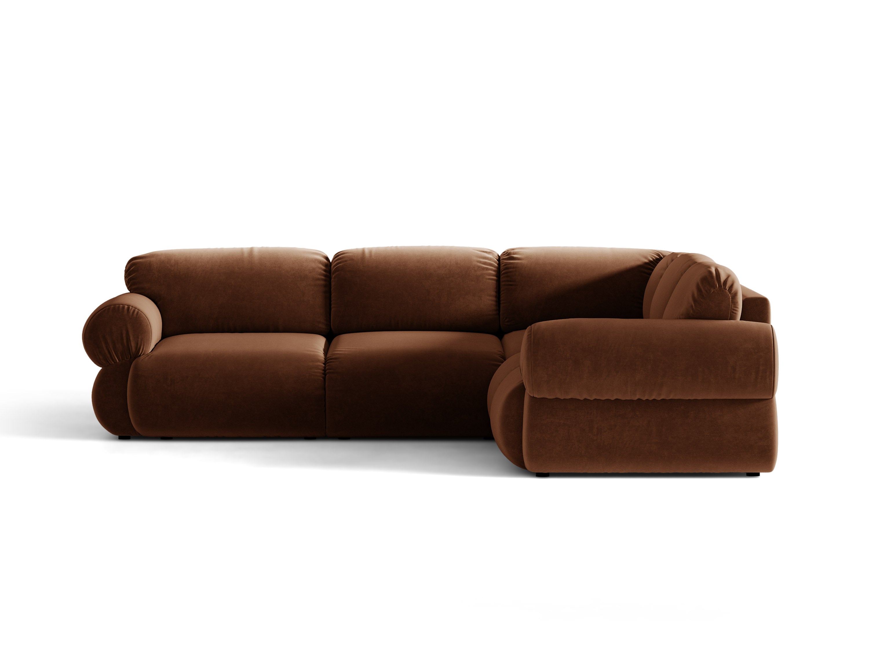 Micadoni Ophelia Symmetrisches Ecksofa aus Samt Samt Salvador Braun