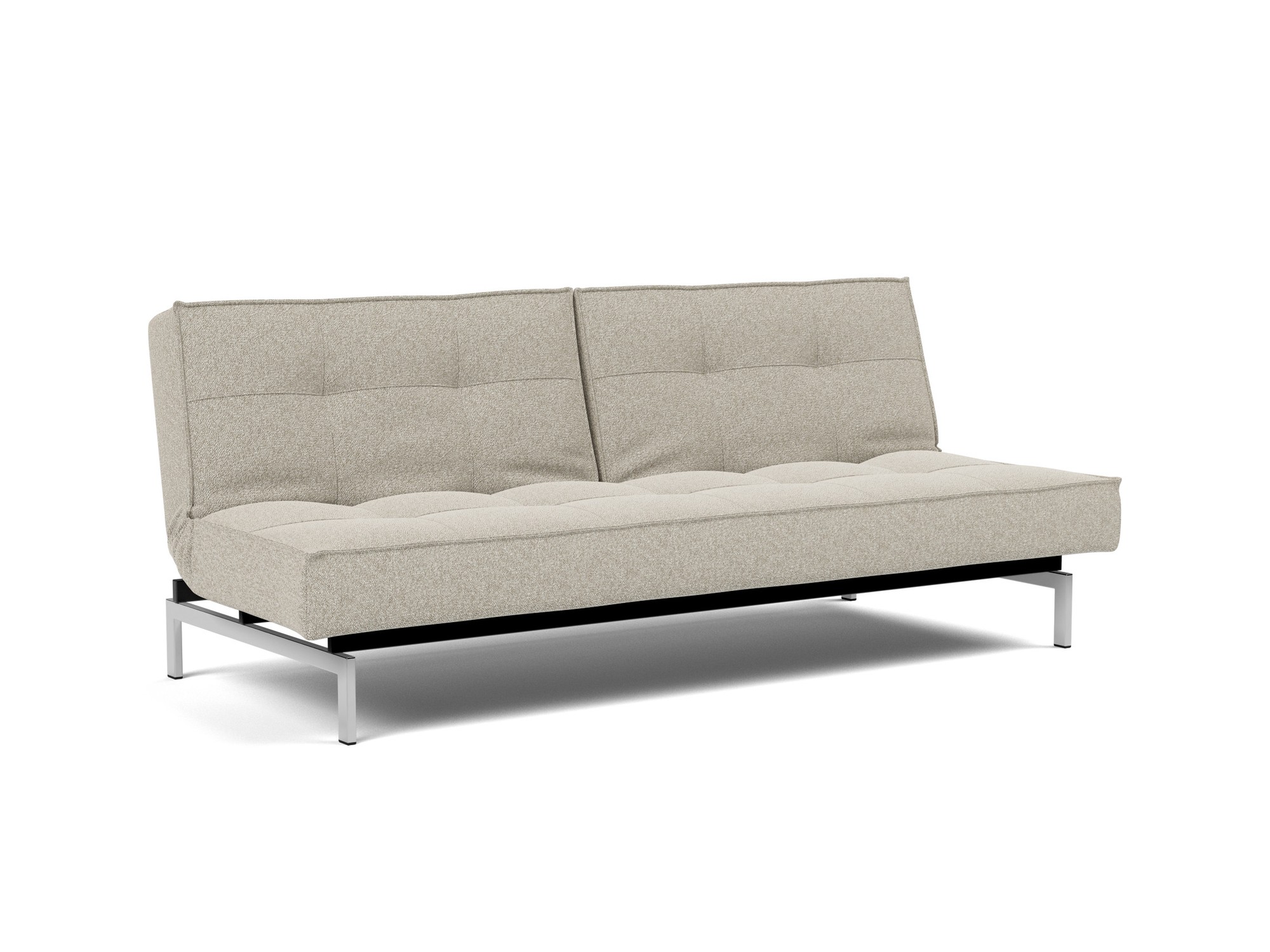 Schlafsofa Splitback Boucle Skandi 539-Beige Beine Chrom