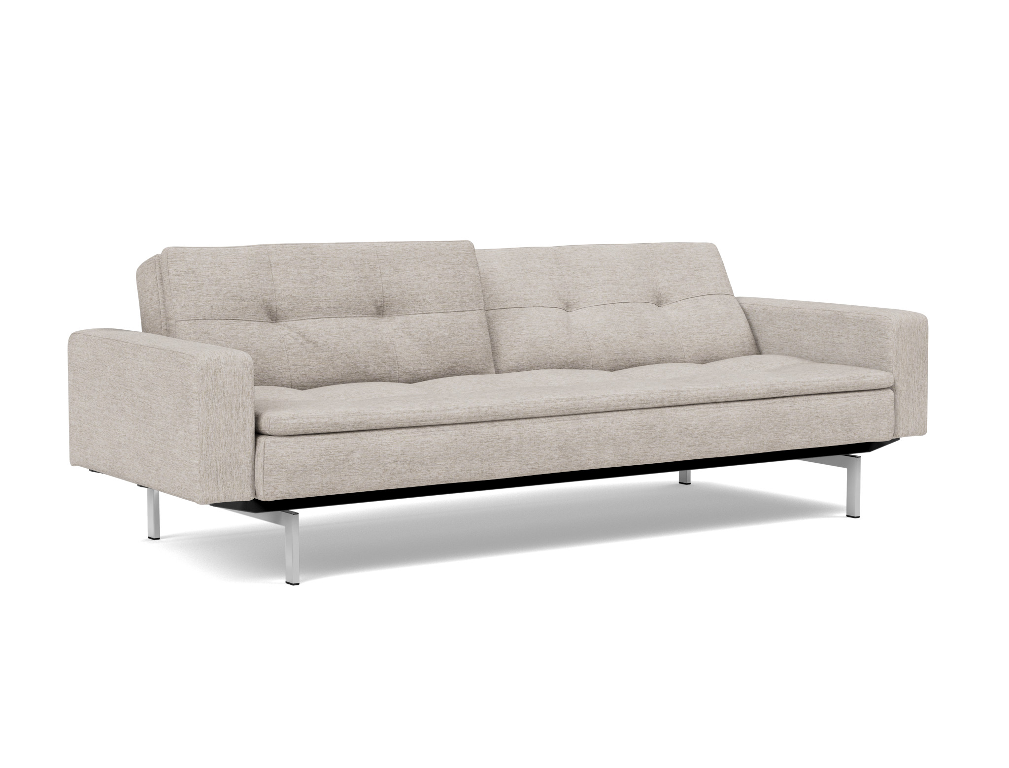 Schlafsofa Dublexo mit Armlehnen Chenille Yuveno 471-Sand Beine Chrom