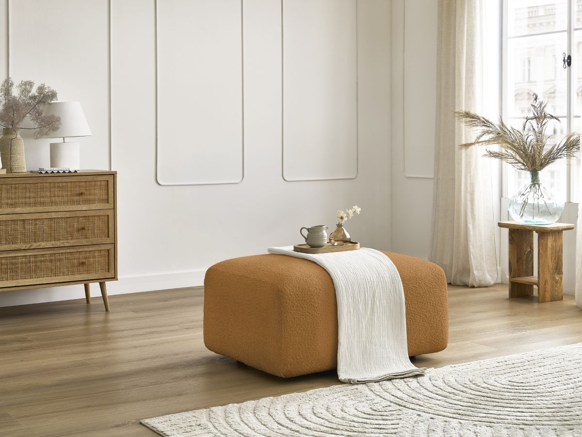 Bobochic Tina Pouf Bouclé-Stoff Gelb