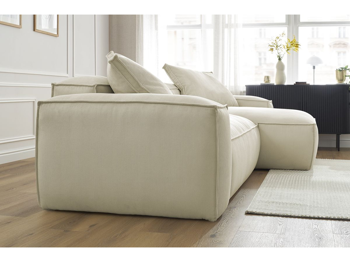 Bobochic Boheme Ecksofa, 3 Kissen Cordsamt Beige