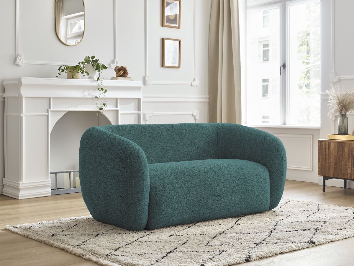 Bobochic Celine Sofa 2-Sitzer Bouclé-Stoff Hellblau