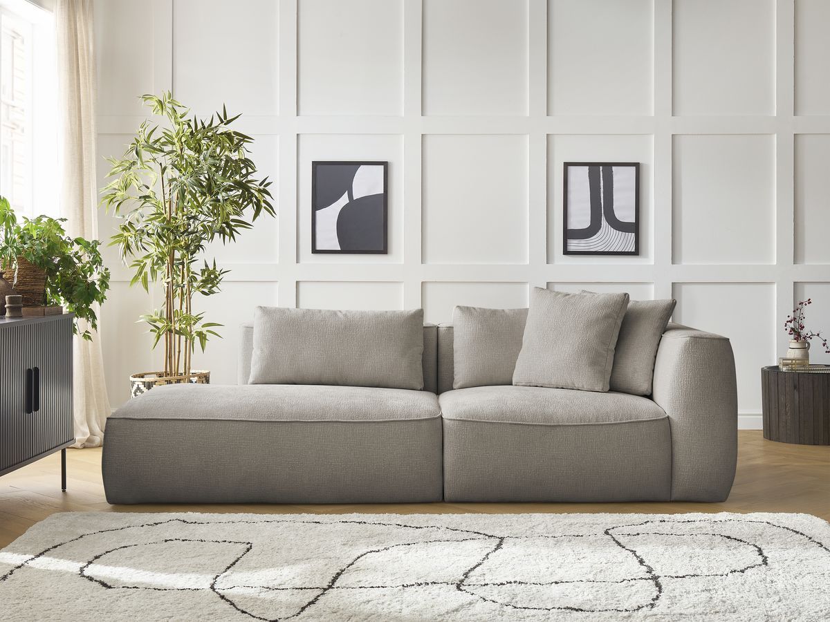 Bobochic Leopold Sofa 3-Sitzer Strukturstoff Taupe Armlehne rechts