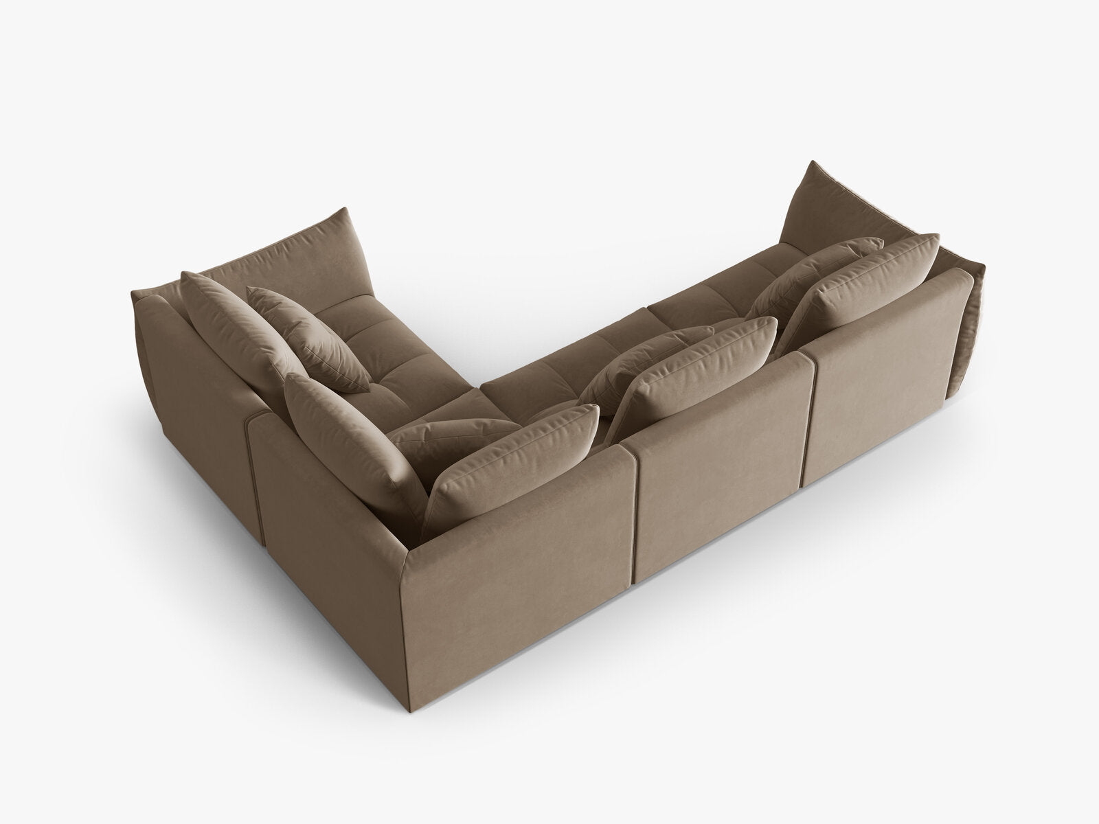 Micadoni Ecksofa Bloom 4-Sitzer Rechts Samt Hellbraun