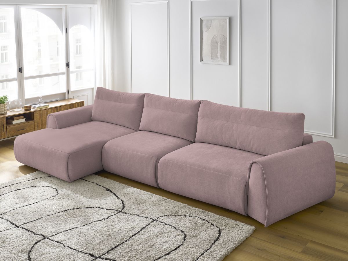 Bobochic Aden Ecksofa 386 × 152 cm Stoff Rosa Ecke links