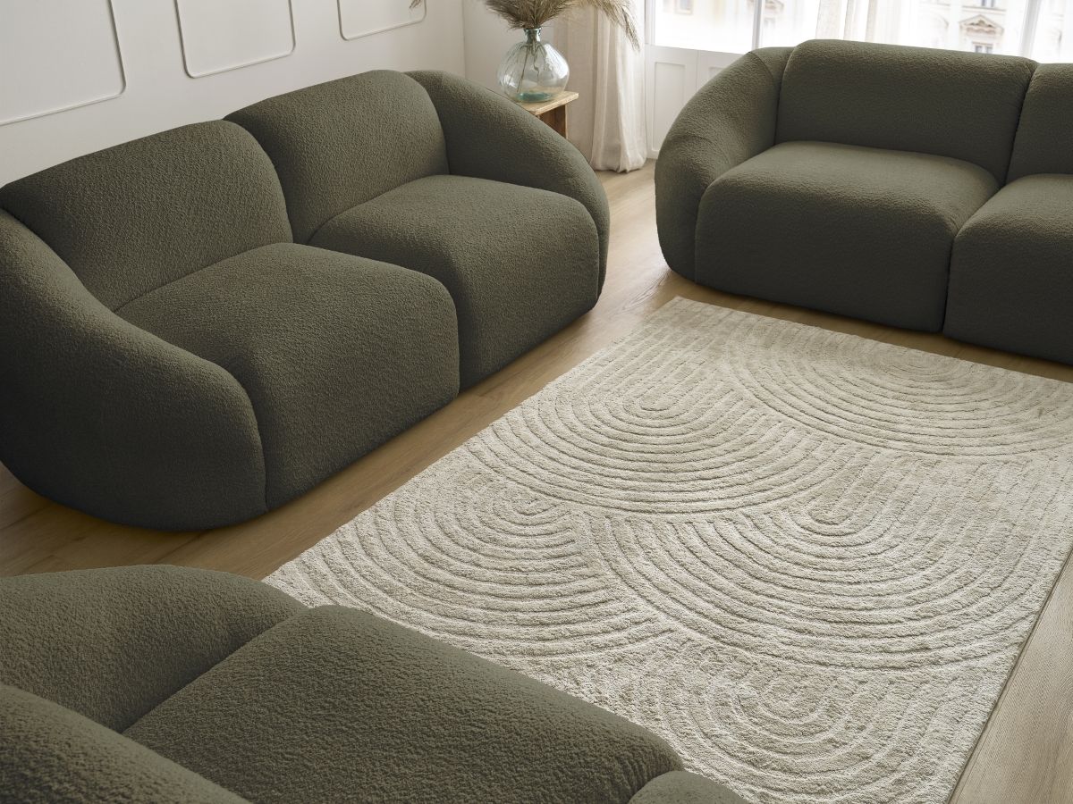 Bobochic Tina Sofa 6-Sitzer Bouclé-Stoff Grün