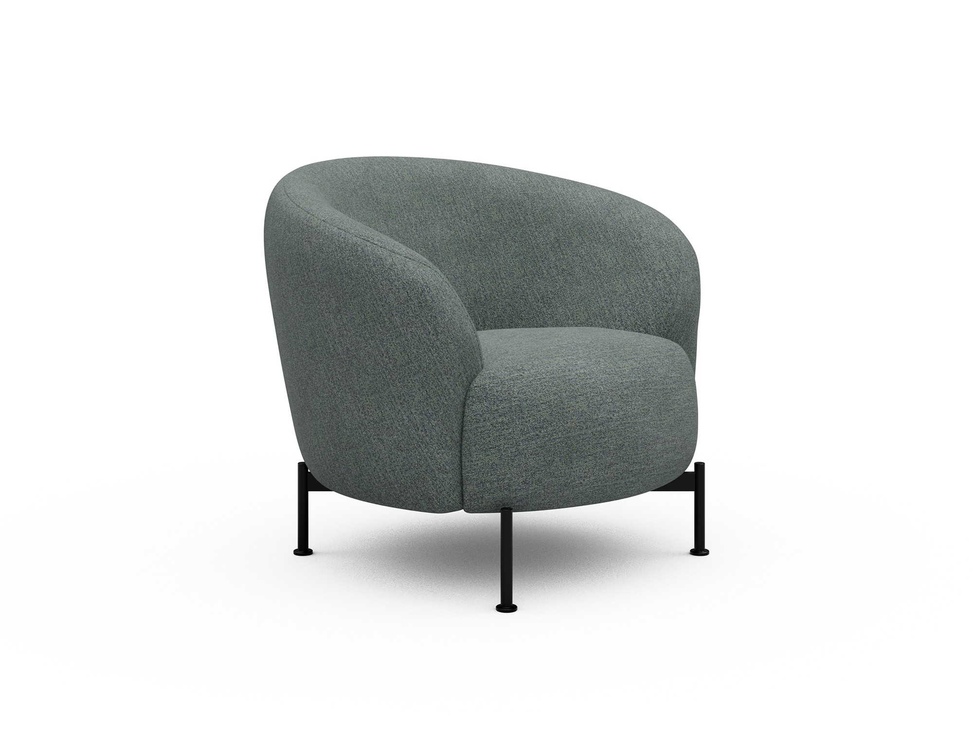 Sessel Ronda X-Metallgestell Schwarz Boucle Carreno 770-Cielo-Blue