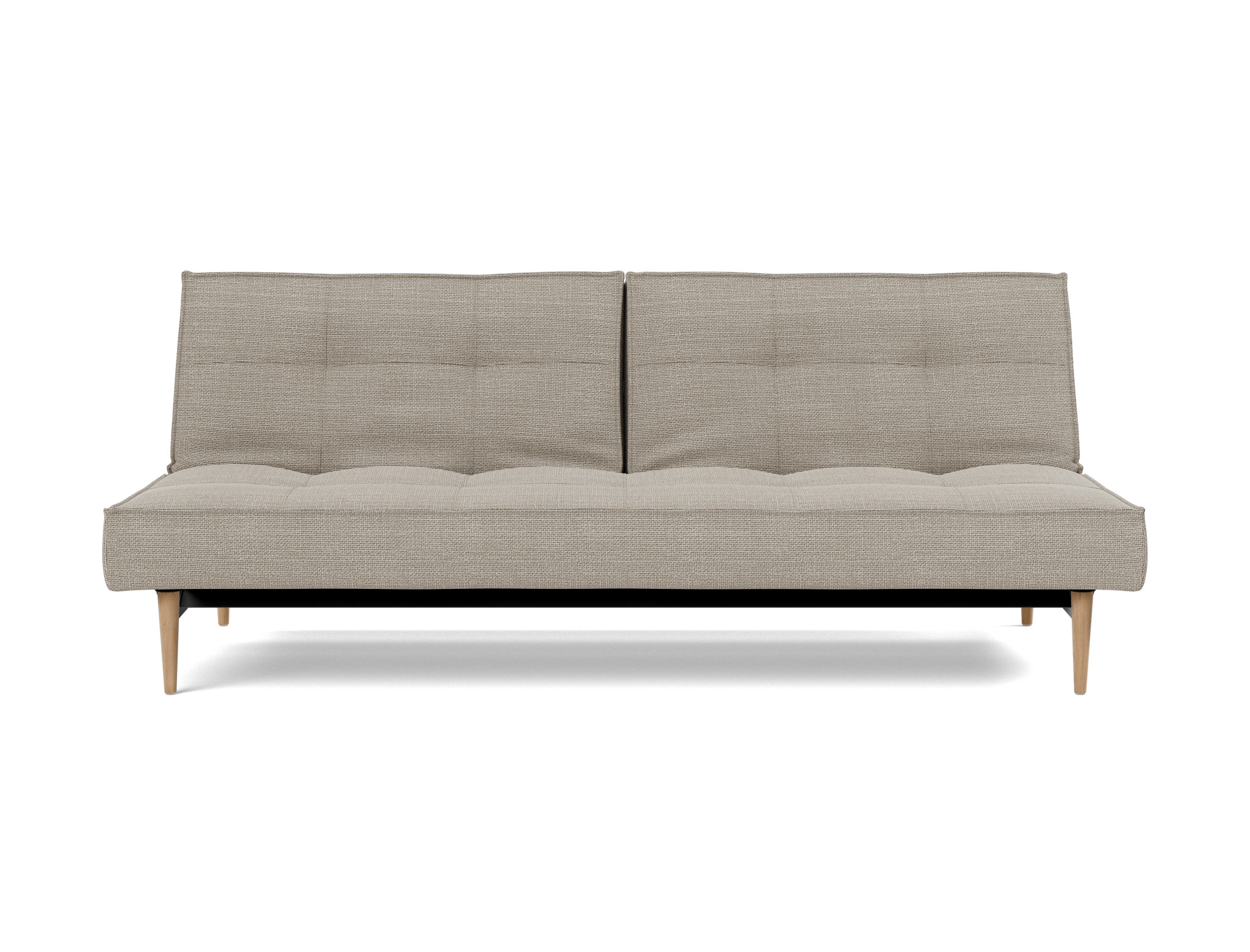 Schlafsofa Splitback Strukturierter Stoff Kenya 579-Gravel Beine Styletto Eiche hell