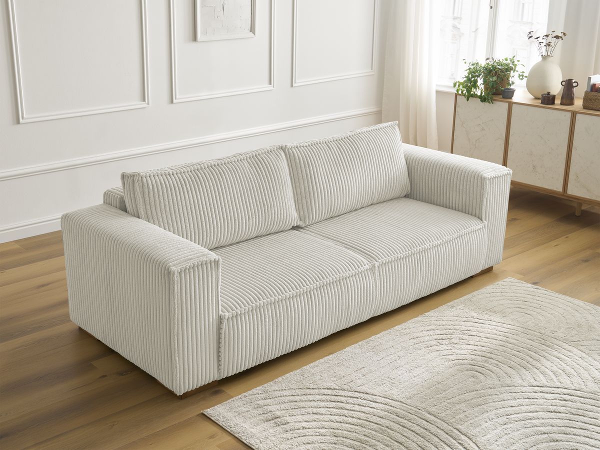 Bobochic Chelsea Sofa 3-Sitzer Breitcord weich Beige