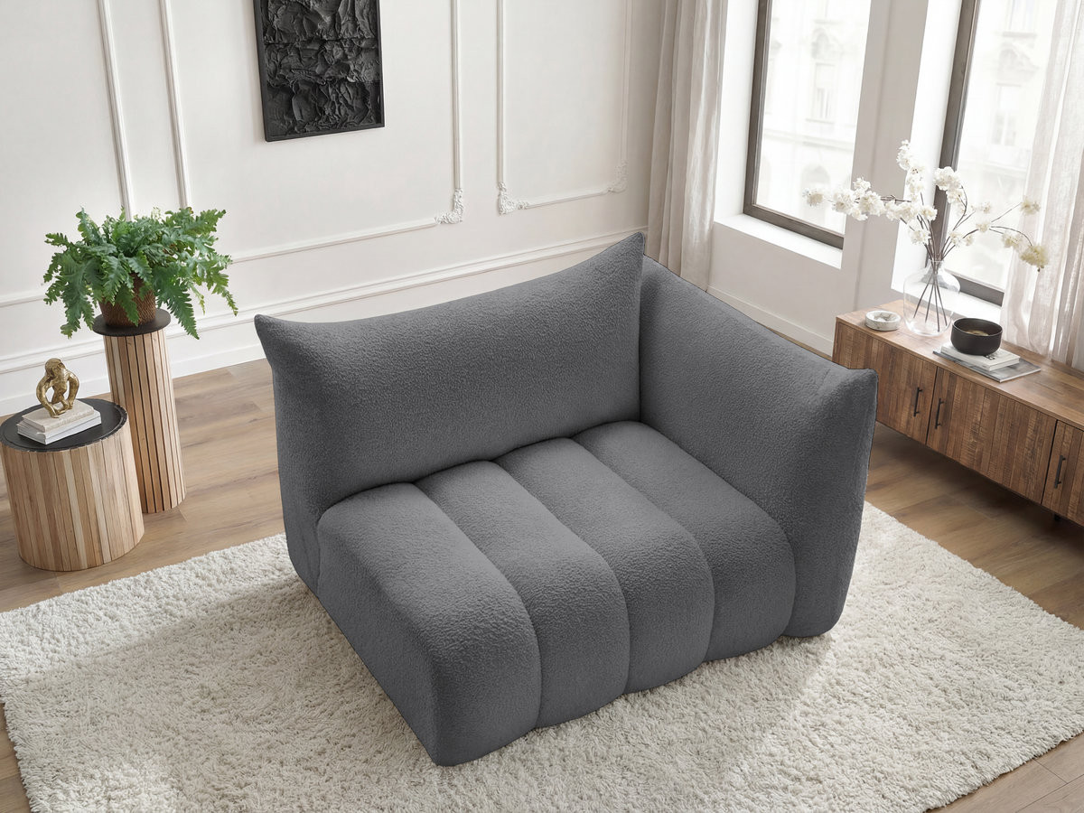 Bobochic Azra Sofamodul 2-Sitzer 143 × 112 cm Bouclé-Stoff Dunkelgrau Ecke rechts