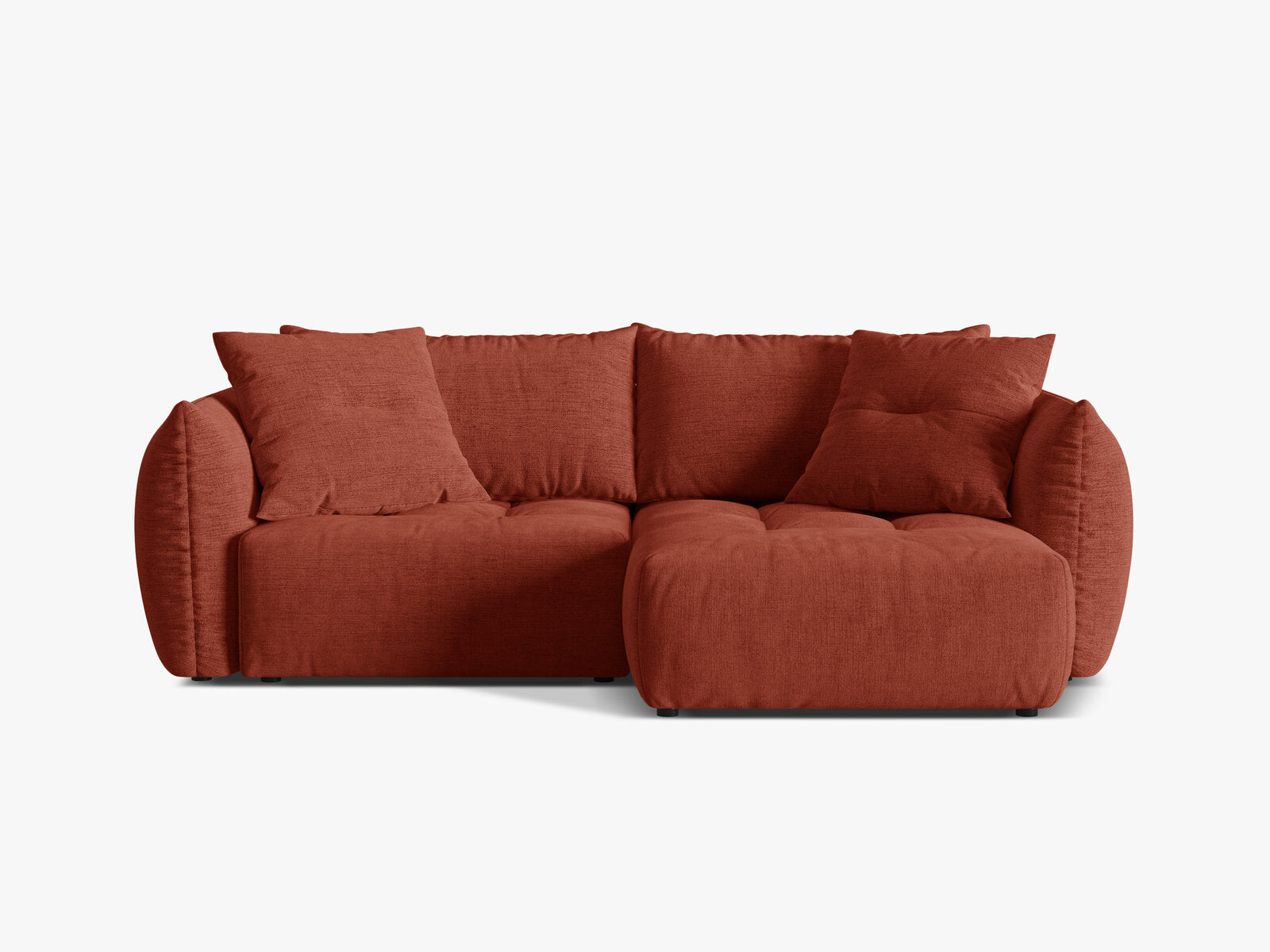 Micadoni Bloom Ecksofa 3-Sitzer mit Schlaffunktion Rechts Strukturierter Stoff Wind Kastanienbraun