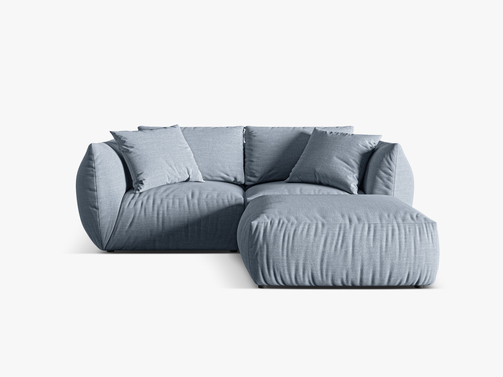 Micadoni Modulares Sofa Chris 4-Sitzer Strukturierter Stoff Gedämpftes Blau