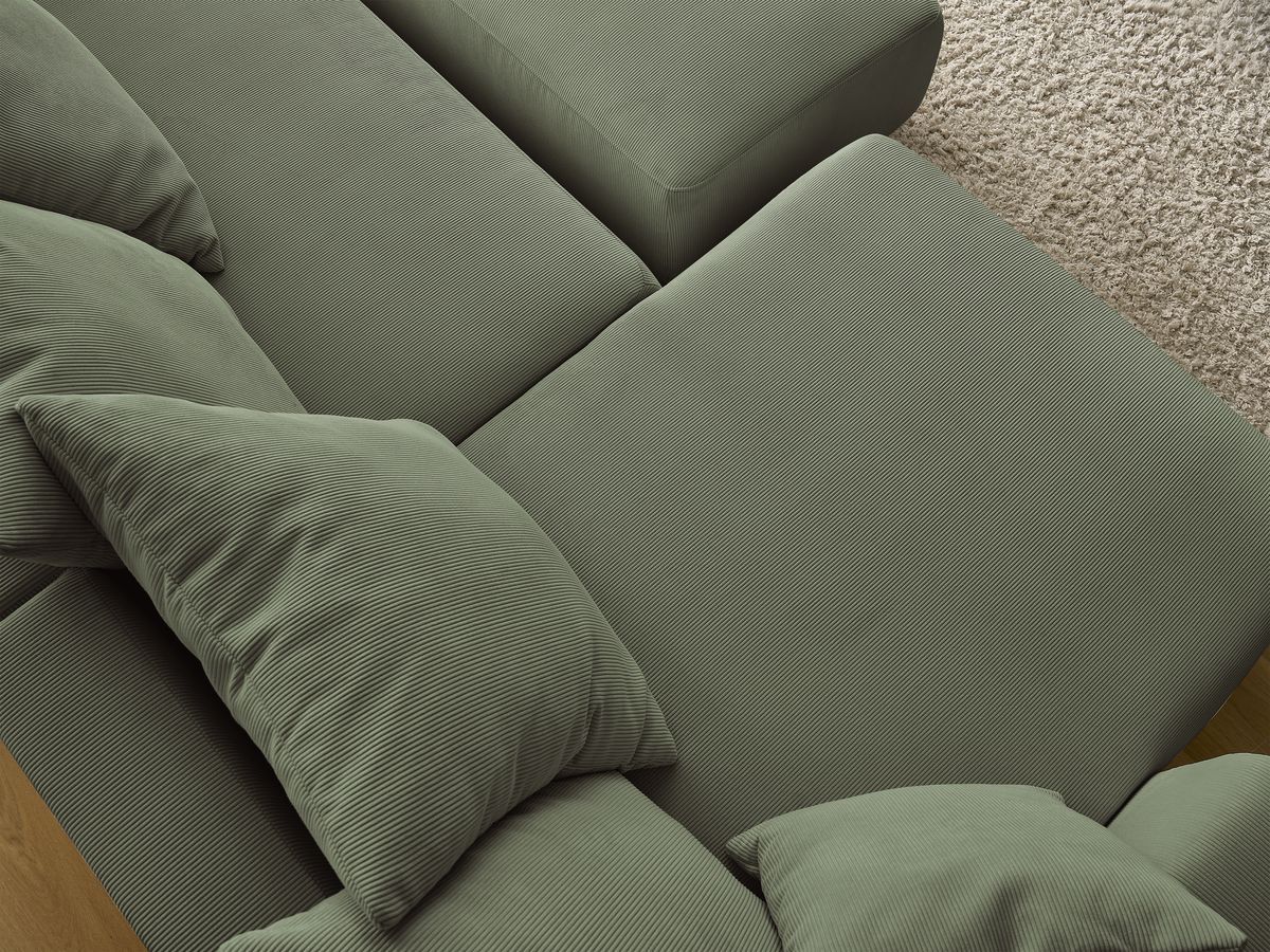 Bobochic Sidonie Wohnlandschaft mit Pouf Cordsamt Grün