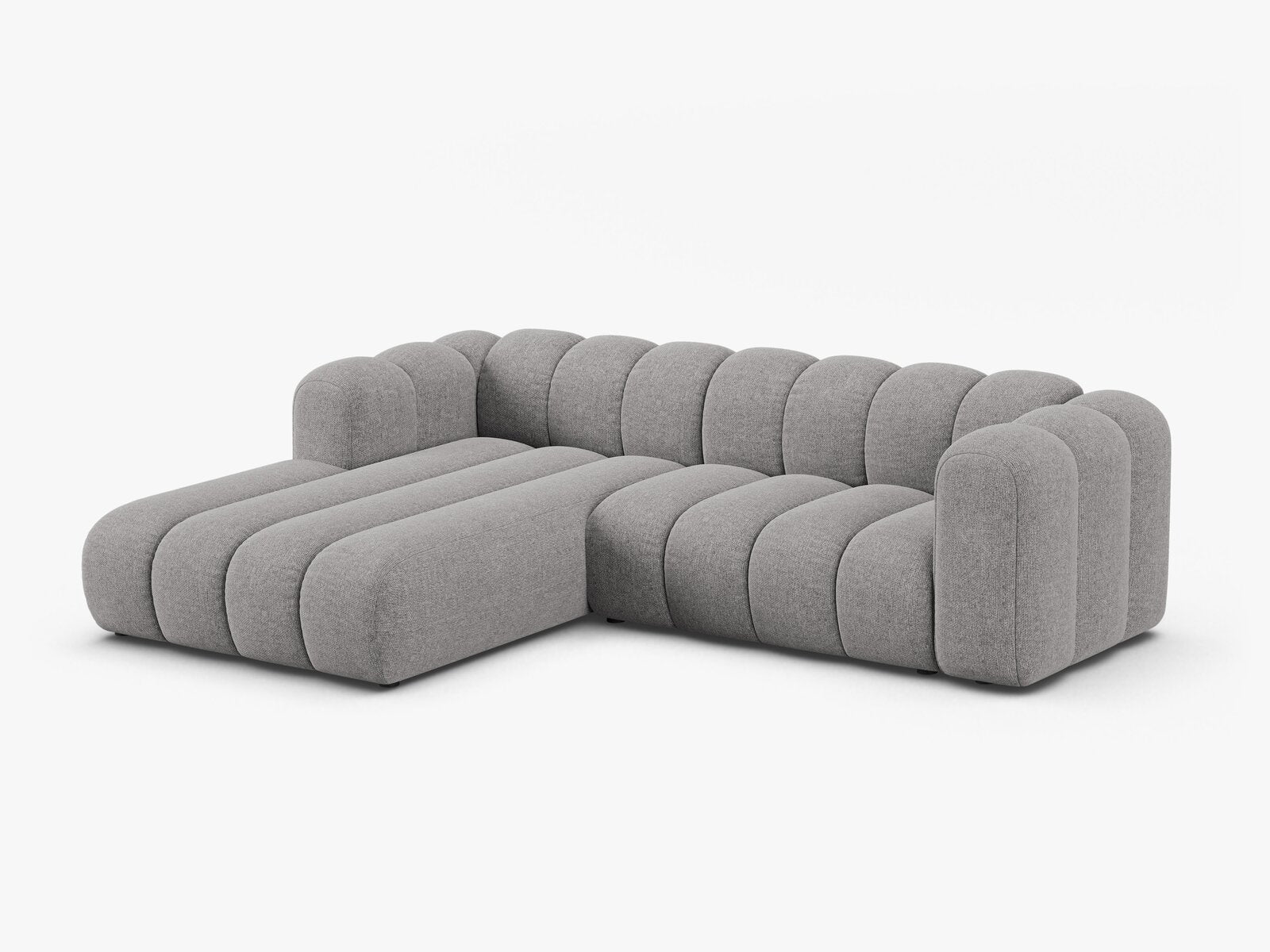 Micadoni Modulares Ecksofa Lupine 4-Sitzer mittelgroß Links Chenille Eden Hellgrau