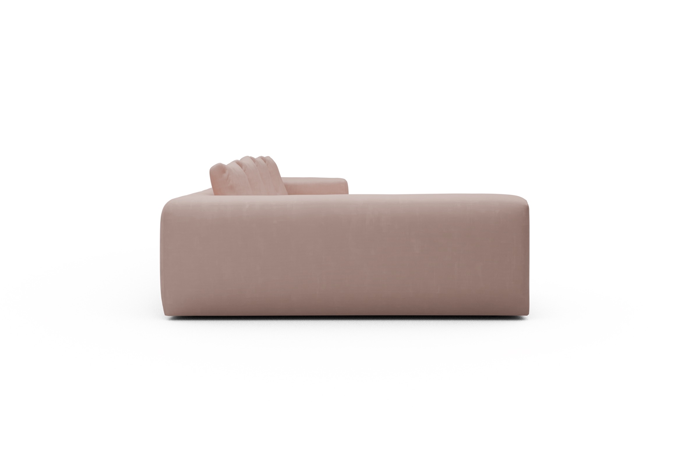 Wohnlandschaft Fred Chaiselongue rechts mit 2-Sitzer und lange Armlehne links Cordufine-Blush