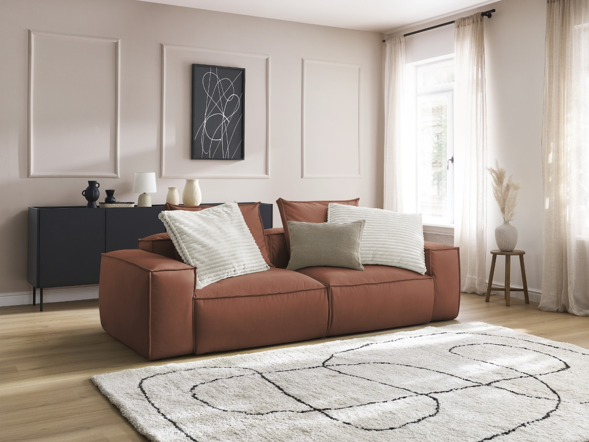 Bobochic Boheme Sofa 3-Sitzer Kunstleder Dunkelbraun