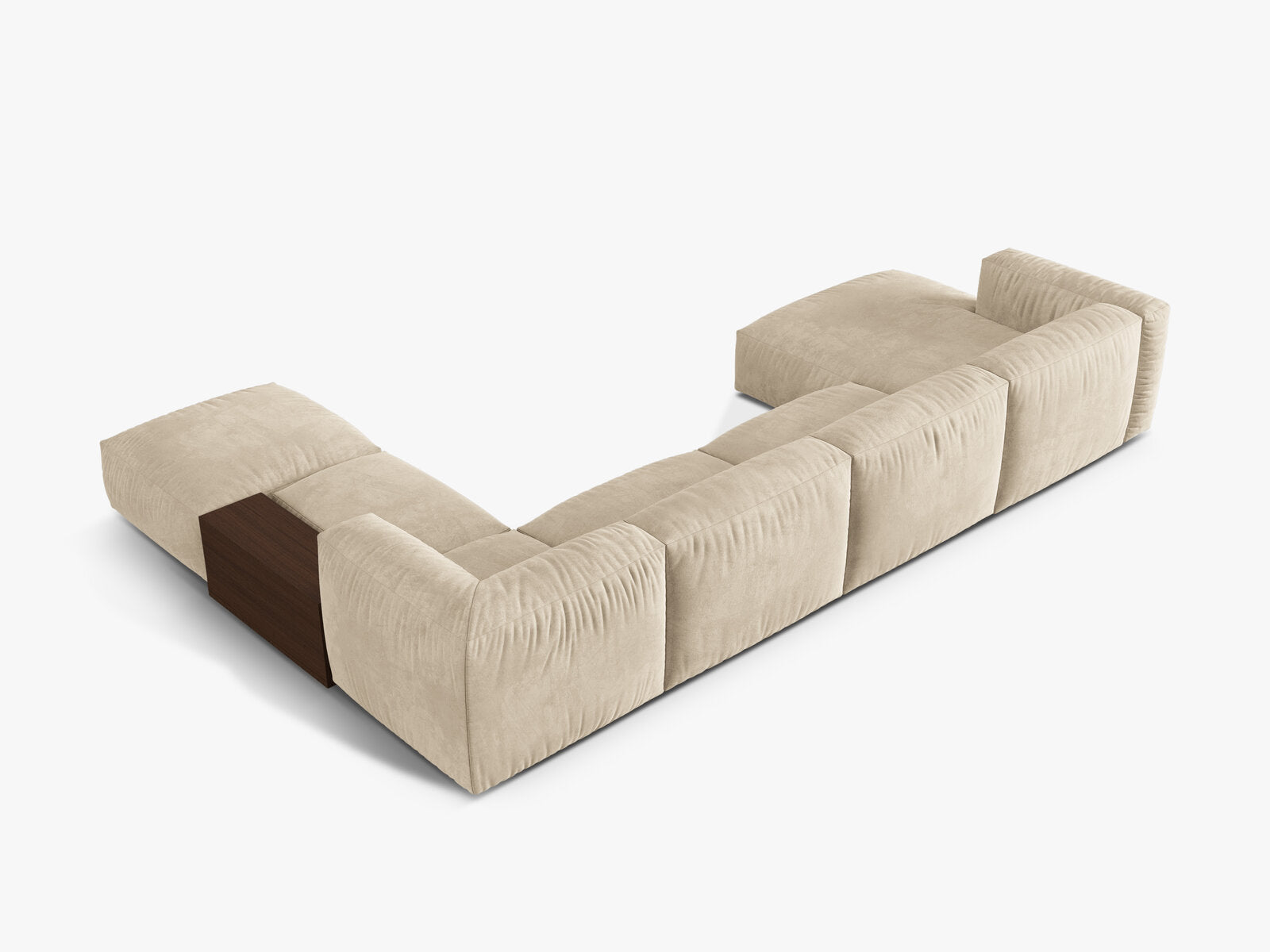 Micadoni Panorama-Ecksofa Martina 5-Sitzer Rechts Samt Helles Beige