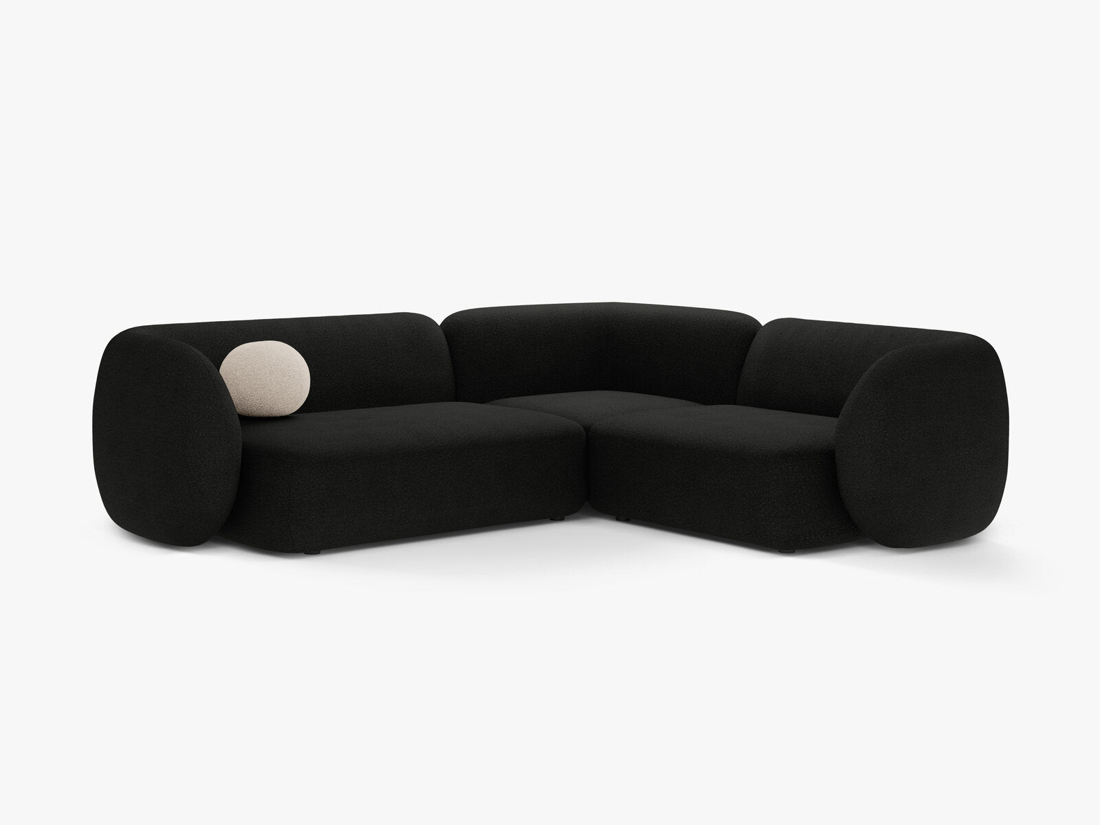Micadoni Ecksofa Kate 4-Sitzer Rechts Boucle Schwarz