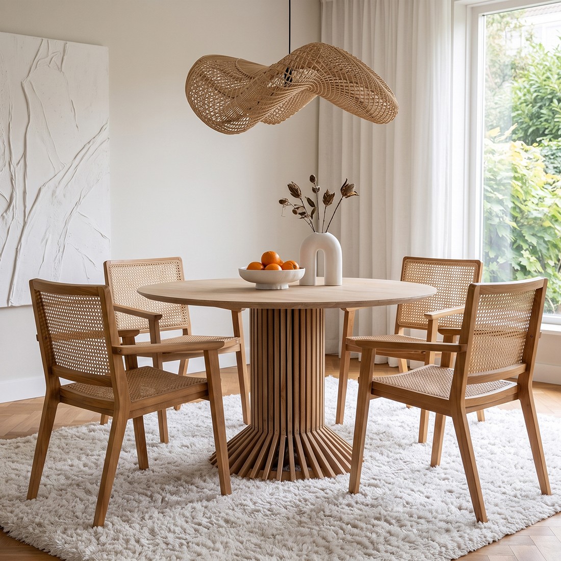 Raw Materials Wave Rattan-Hängeleuchte L Ø 71x26cm