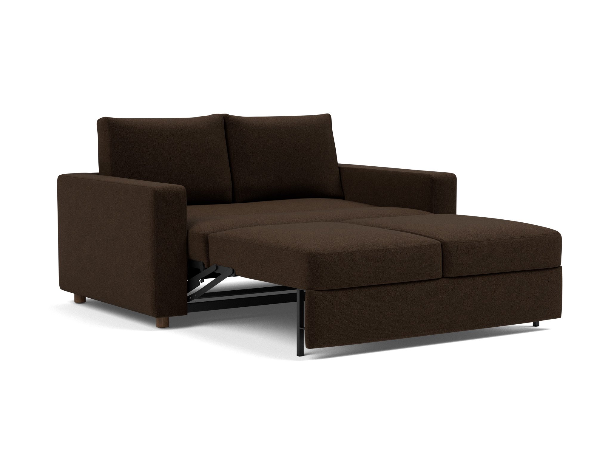 Schlafsofa Neah mit Standard-Armlehnen 140 Strukturierter Stoff Taura 358-Chocco