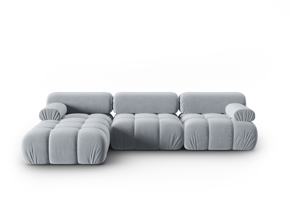 Cosmopolitan Design Modulares Ecksofa Cortina 4-Sitzer Samt Bluvel Hellblau Links