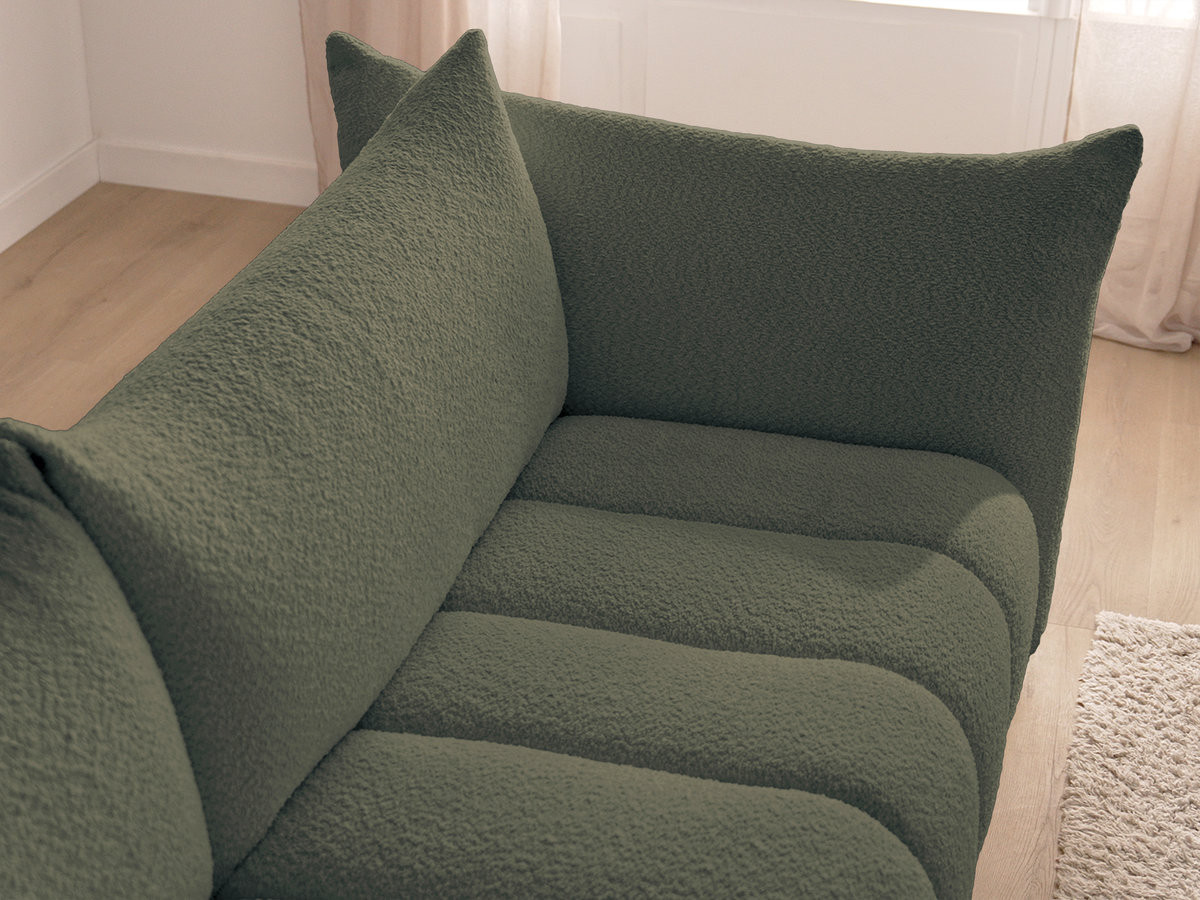 Bobochic Azra Sofa 3-Sitzer Bouclé-Stoff Grün