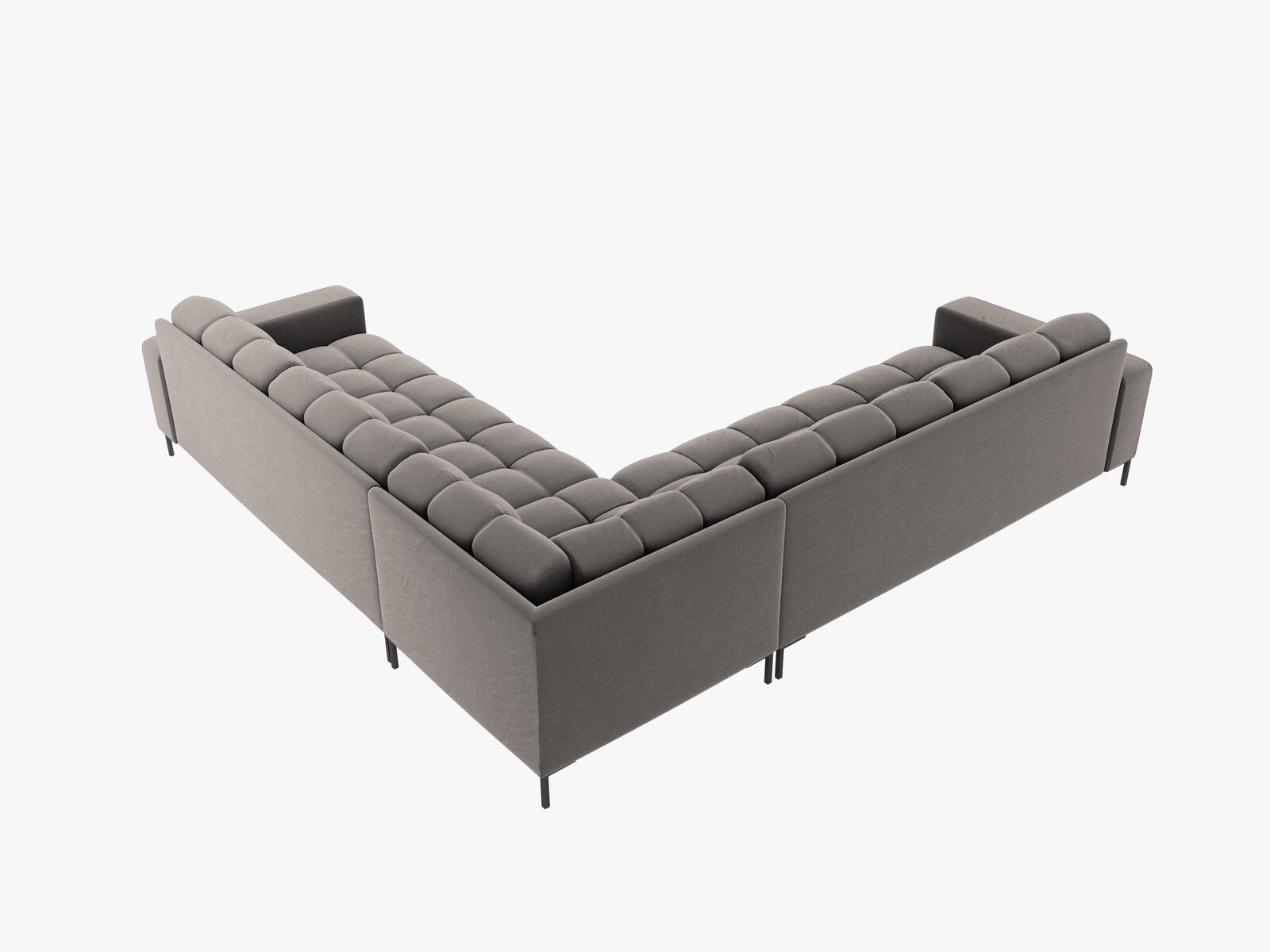 Micadoni Symmetrisches Ecksofa Mamaia 6-Sitzer Samt Bluvel Hellgrau schwarze Beine