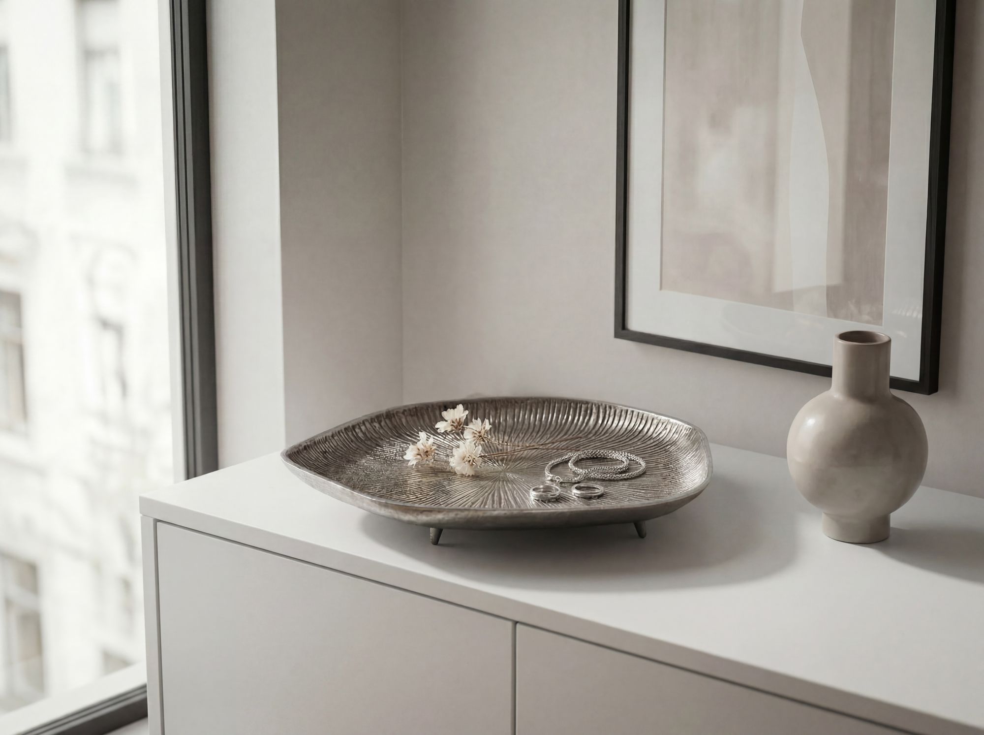Dekoschale Midsund Aluminium Silber 40 × 40 × 5 cm