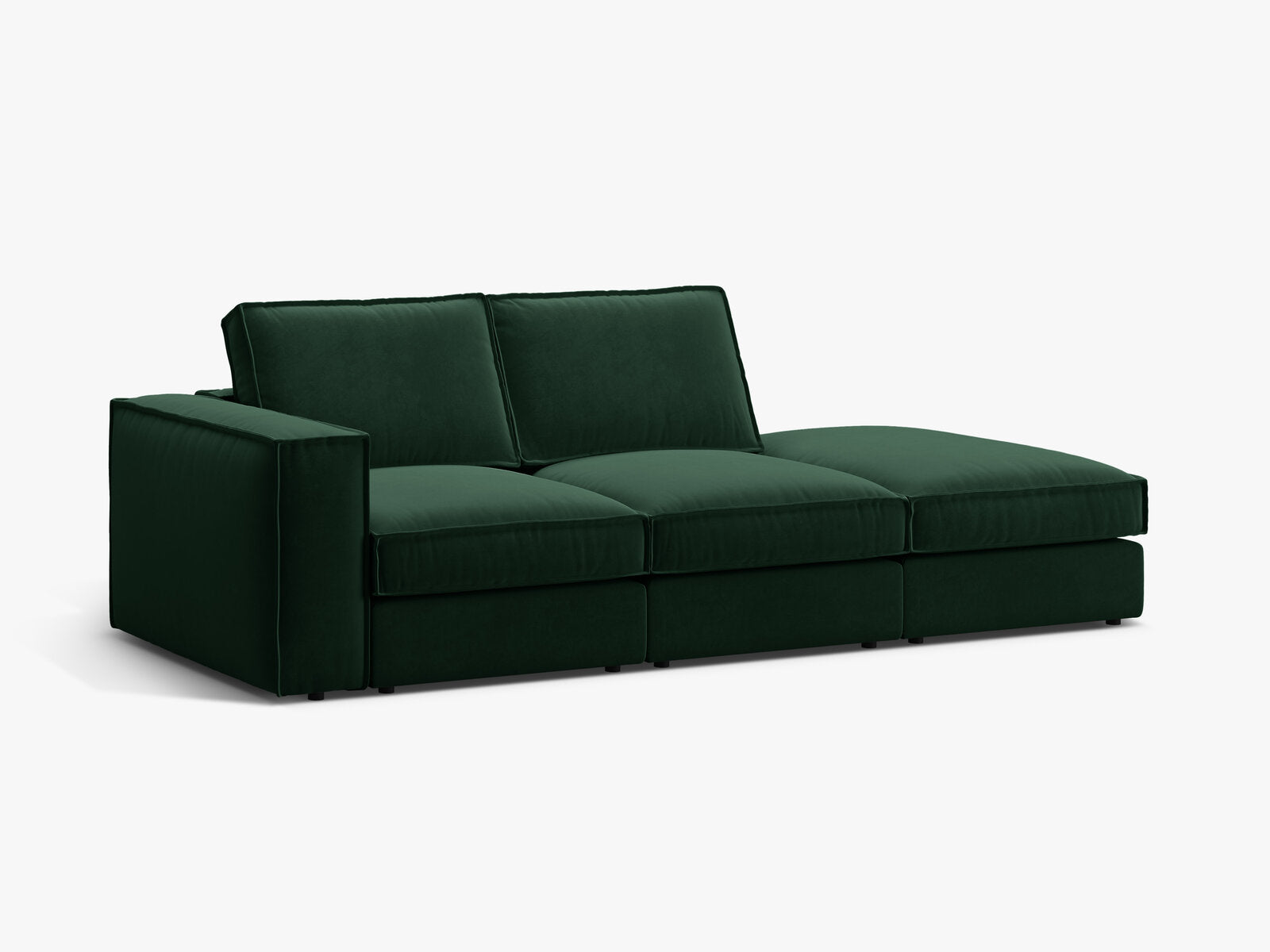 Micadoni modulares offenes Sofa Pola 3-Sitzer Rechts Samt Salvador Flaschengrün