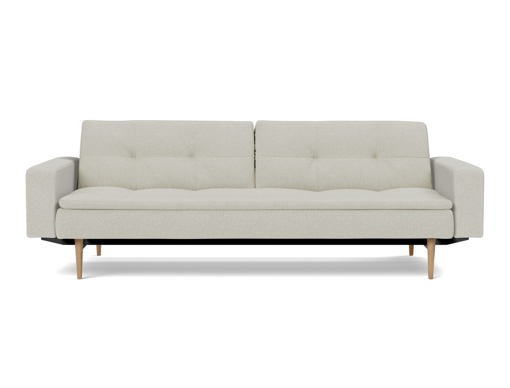 Schlafsofa Dublexo mit Armlehnen Flachgewebe Mixed Dance 527-Natural Beine Styletto Eiche hell