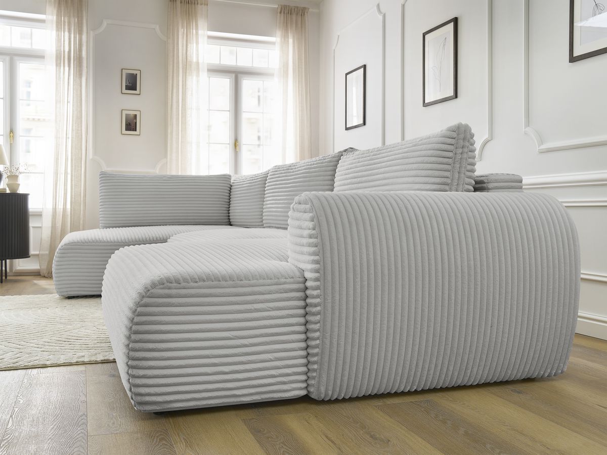 Bobochic Lucien Wohnlandschaft Breitcord weich Hellgrau Ecke rechts