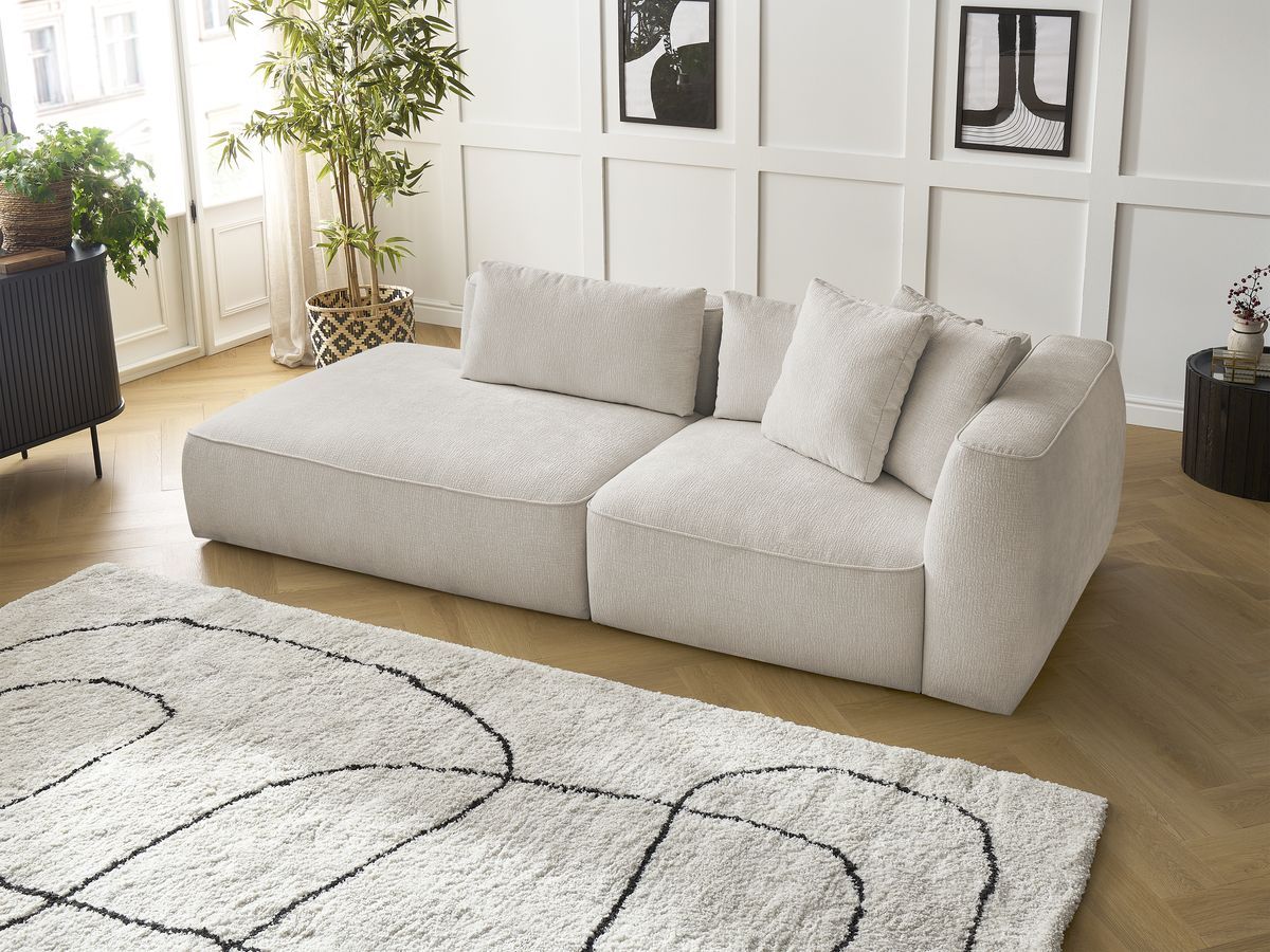 Bobochic Leopold Sofa 3-Sitzer Strukturstoff Beige Armlehne rechts