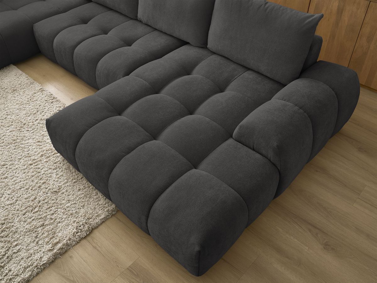 Bobochic Everest Wohnlandschaft, 6 Kissen Strukturstoff Schwarz Ecke rechts