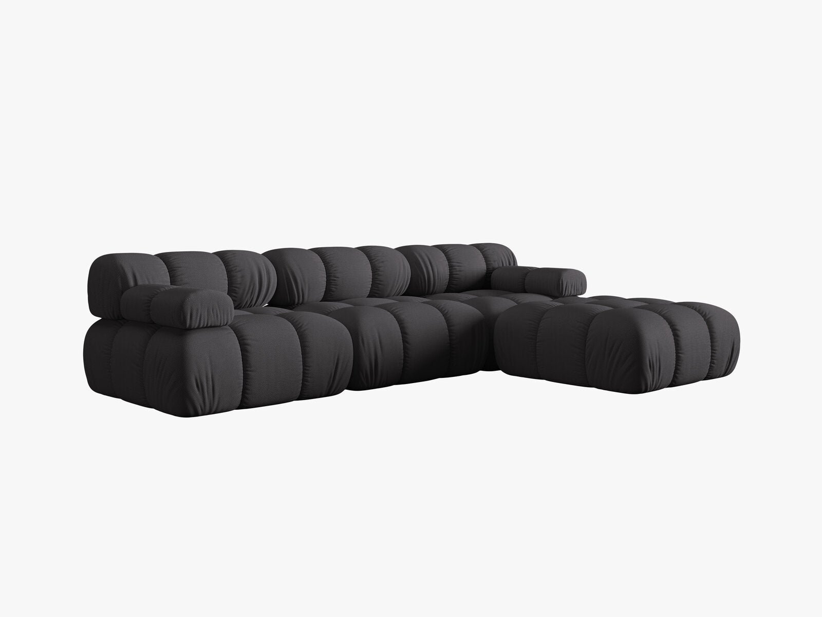 Micadoni Modulares Sofa Bellis 4-Sitzer mit flachem Modul 3D-Stoff Sonic Espresso