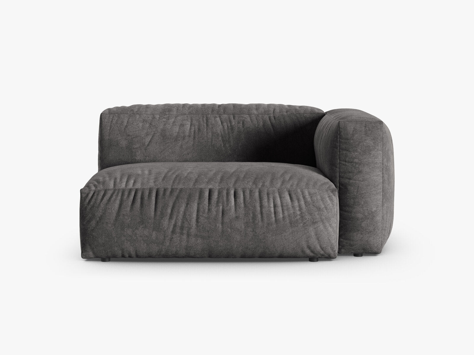 Micadoni Eckmodul mit Armlehne Martina 1-Sitzer Groß 90cm Sitztiefe Rechts Samt Vogue Grau