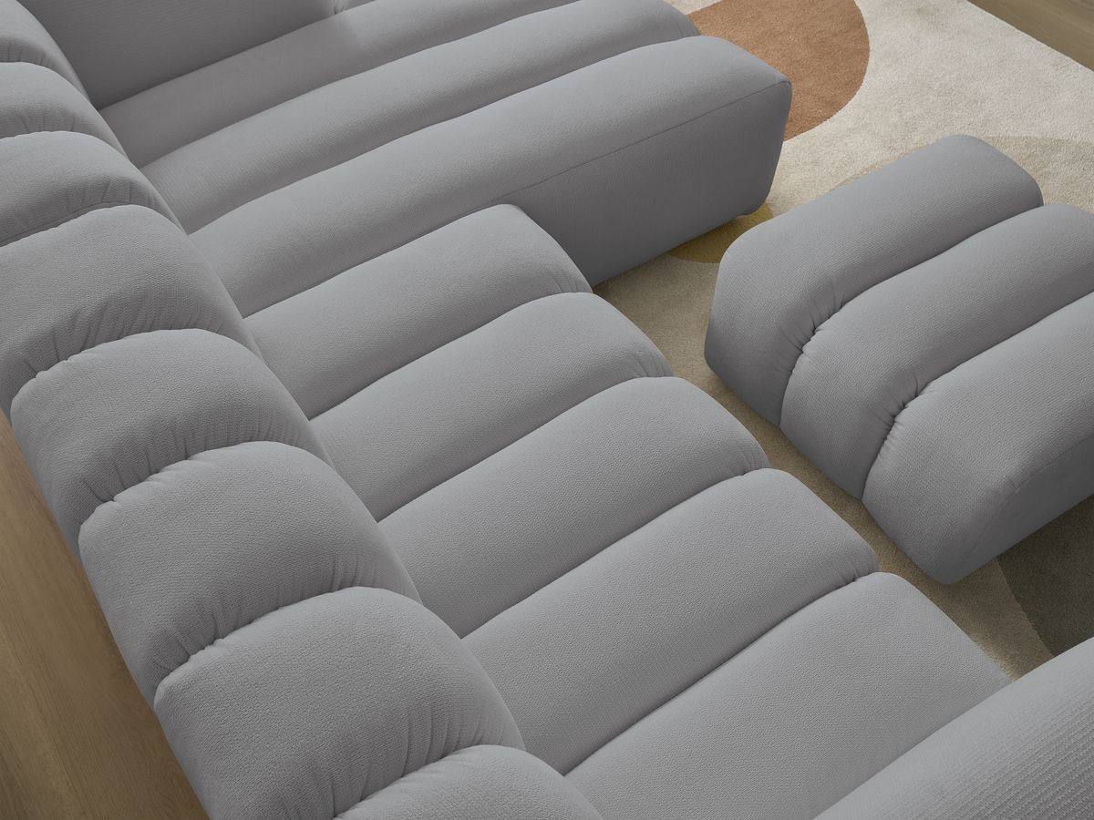 Bobochic Talia Ecksofa mit Pouf Melange-Stoff Hellgrau Ecke rechts