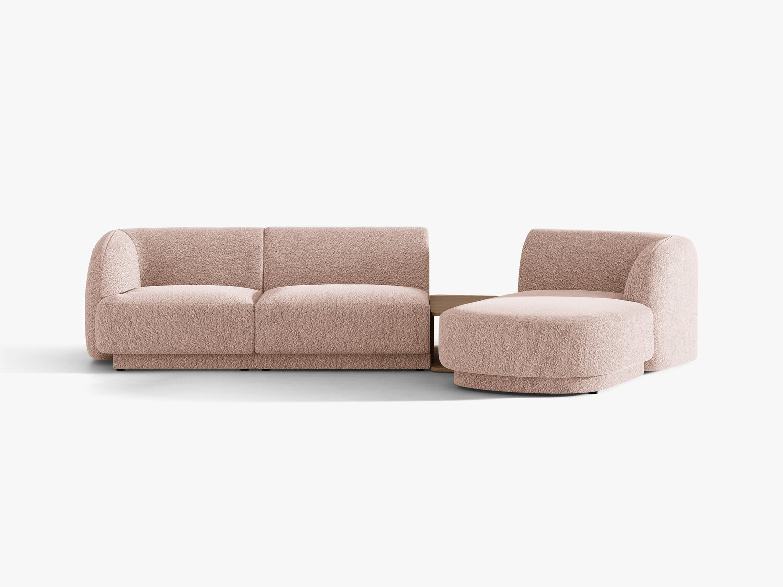 Micadoni Modulares Sofa Miley mit Recamiere 3-Sitzer Rechts Boucle Baloo Puderrosa
