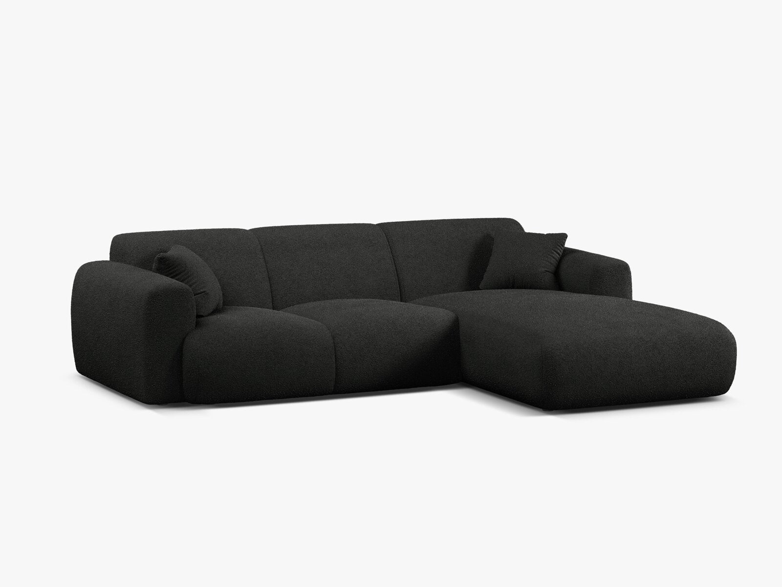 Micadoni Ecksofa Molino 4-Sitzer Rechts Boucle Baloo Schwarz
