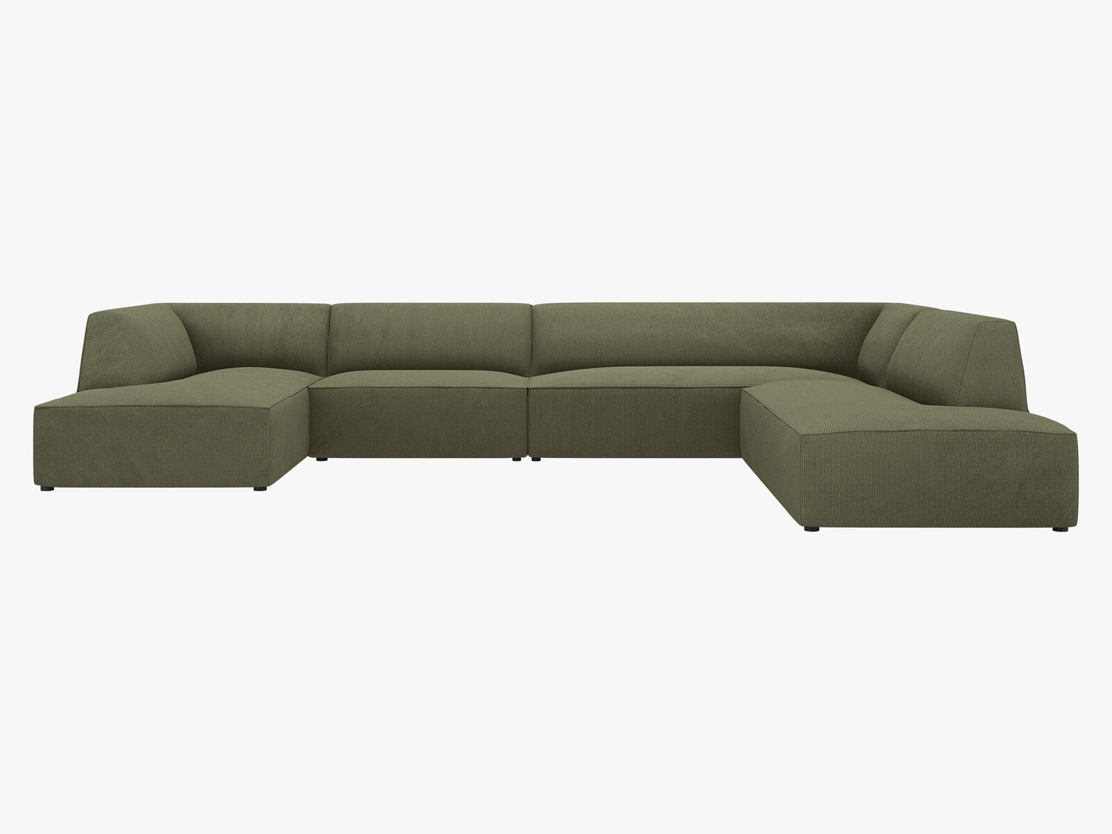 Micadoni Panorama-Ecksofa Ruby 7-Sitzer Rechts Kord Scala Grün