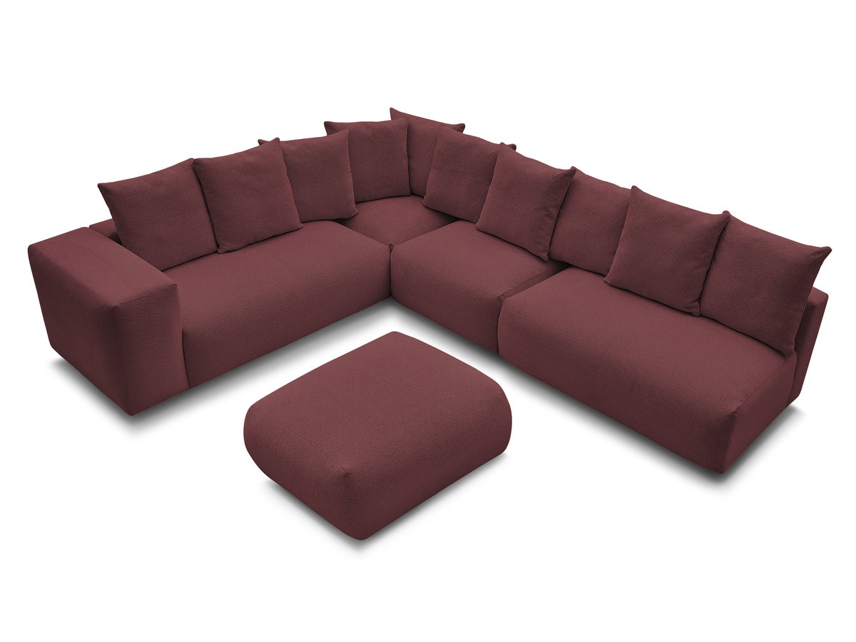 Bobochic Voltaire Ecksofa mit Pouf 322 × 268 cm Melange-Stoff Rot Ecke links