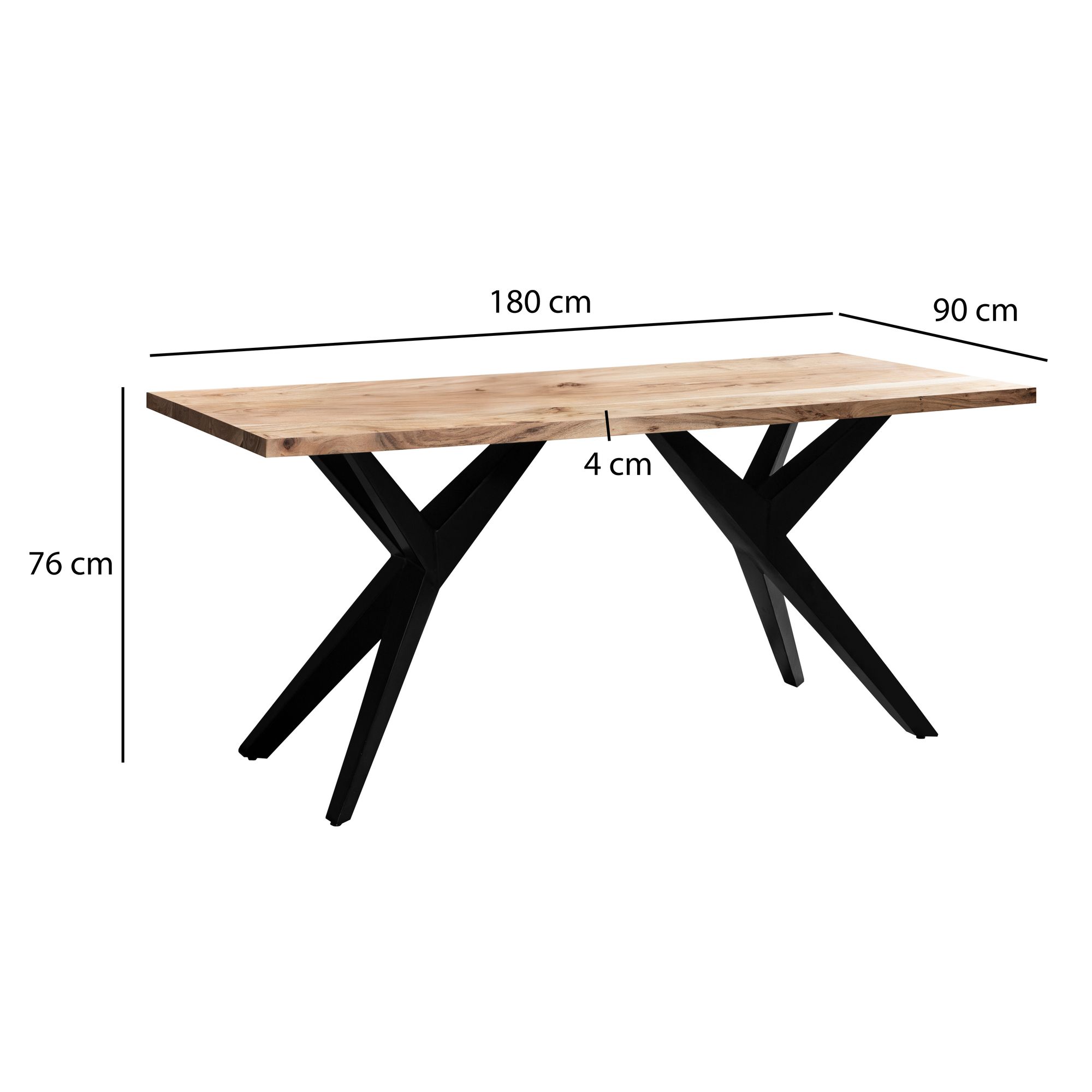 Esstisch Kleive Akazie Massivholz 180 × 90 × 76 cm