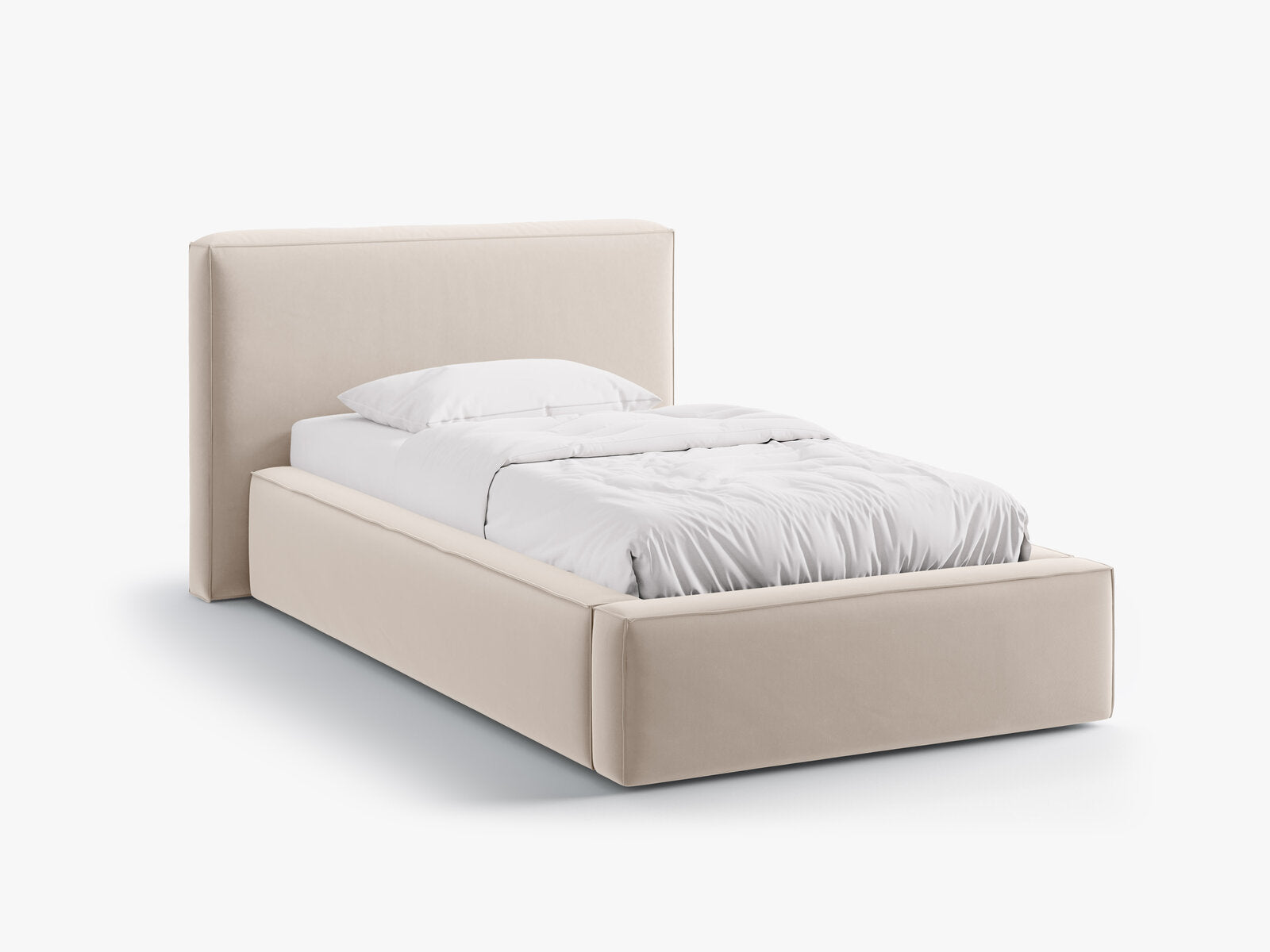 Micadoni Single Polsterbett mit Stauraum Jodie Samt Bluvel Dunkelbeige 90x200