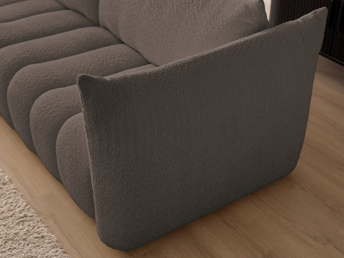 Bobochic Azra Ecksofa 325 × 112 cm Bouclé-Stoff Braun Ecke links