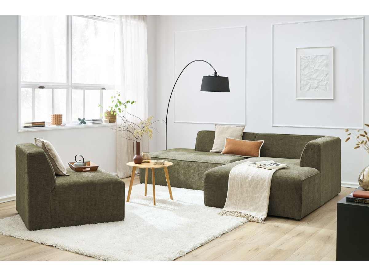 Bobochic Megeve Ecksofa Strukturstoff Grün Ecke rechts
