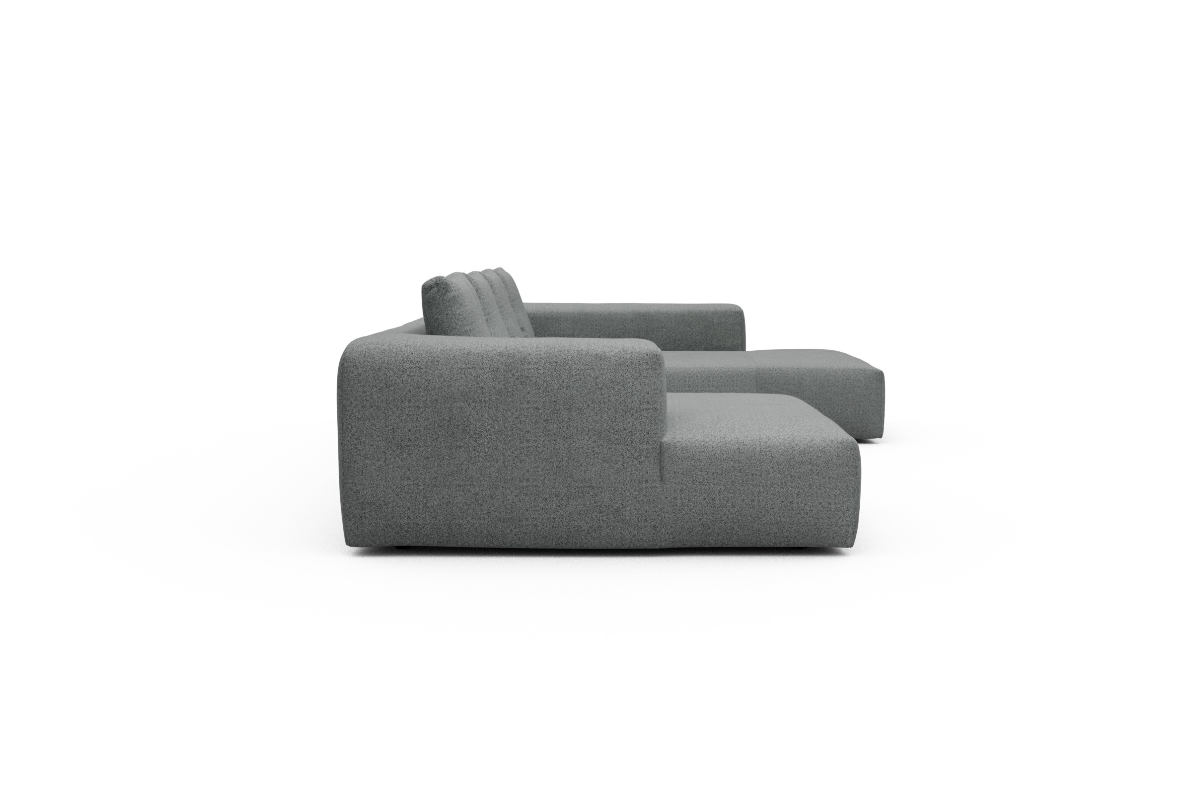Wohnlandschaft Fred Relax-Ecke rechts mit 2-Sitzer und Chaiselongue links Aivi-Gravet-Grey