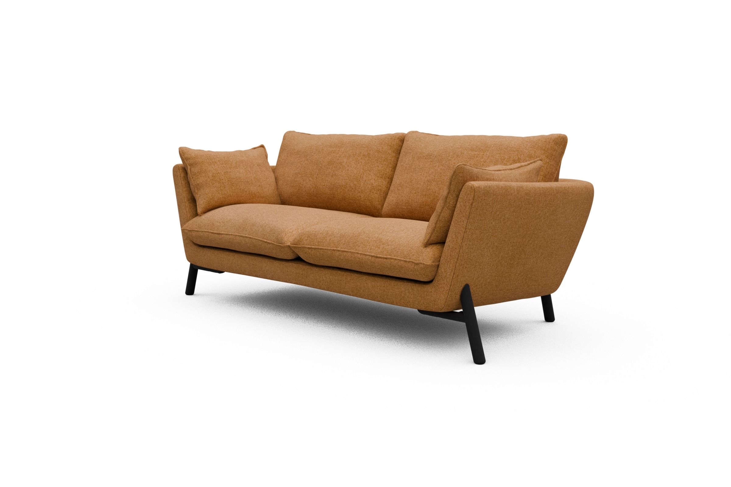 Sofa Emil 2-Sitzer Beinfarbe Eiche Schwarz Casone-Warm-Yellow