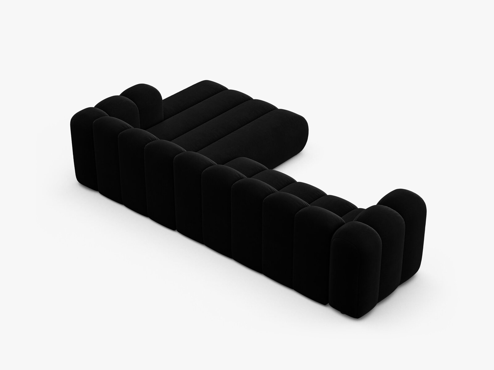 Micadoni Modulares Ecksofa Lupine 4-Sitzer Rechts Samt Venus Schwarz