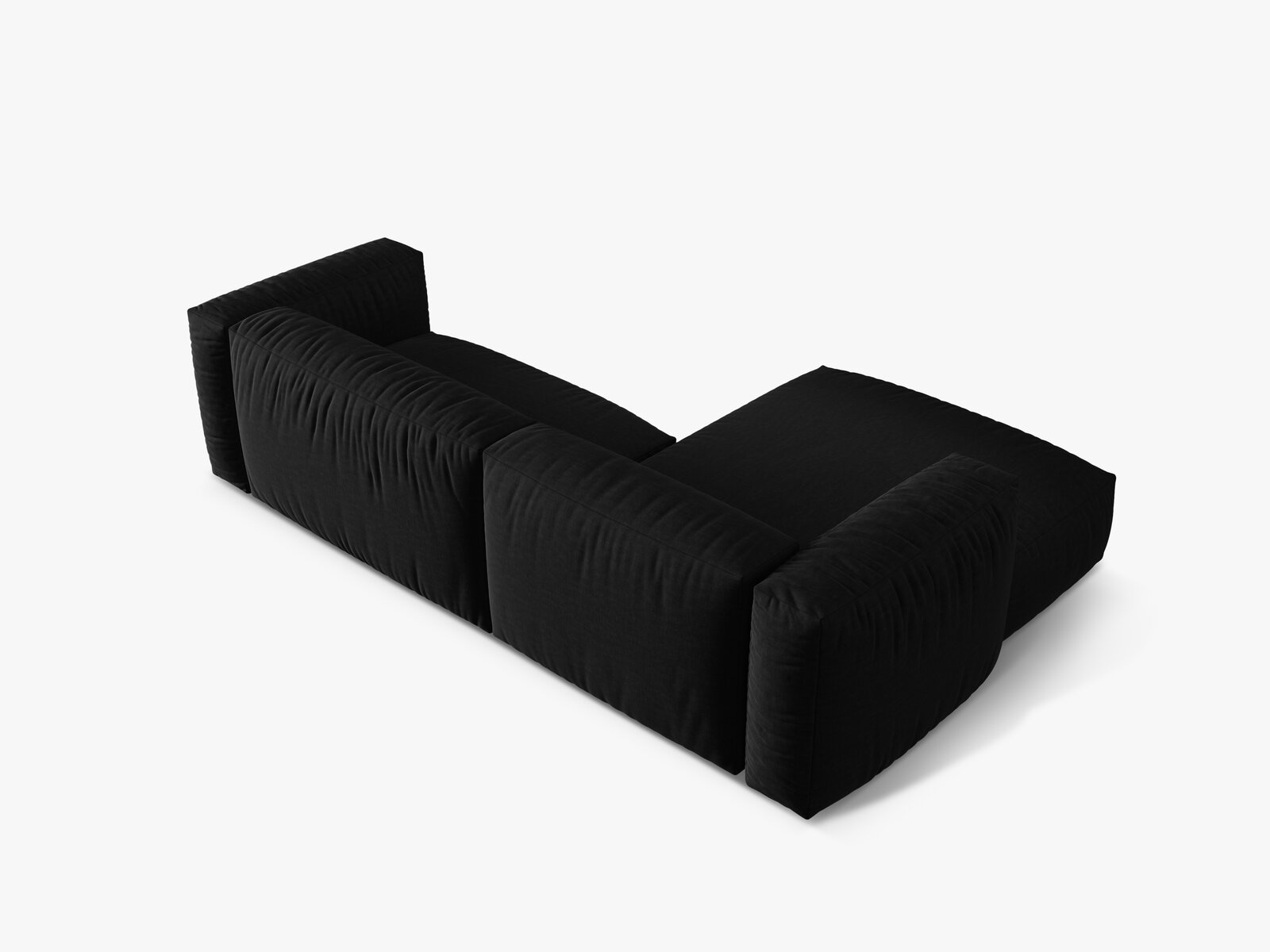 Micadoni Ecksofa Martina 2-Sitzer Links Strukturierter Stoff Boston Schwarz