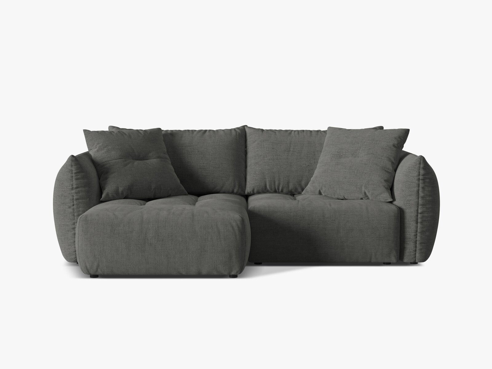 Micadoni Bloom Ecksofa 3-Sitzer mit Schlaffunktion Links Strukturierter Stoff Wind Dunkelgrau